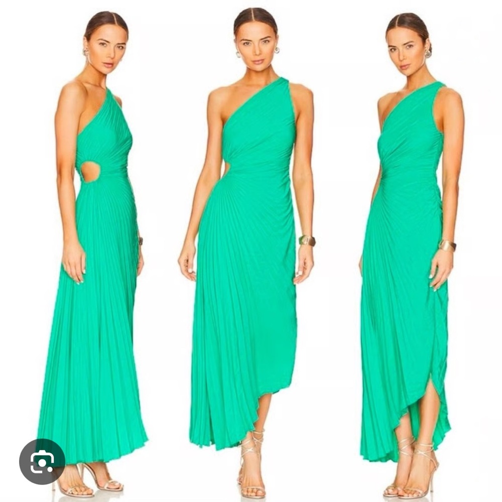 A.L.C Delfina Asymmetric Side Cutout Pleated Dress